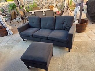 Dark Blue 3-Seat Sofa with Ottoman $400 OBO