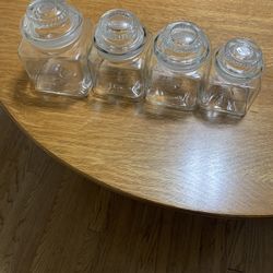 Vintage European Etched Sealed Glass Jars  