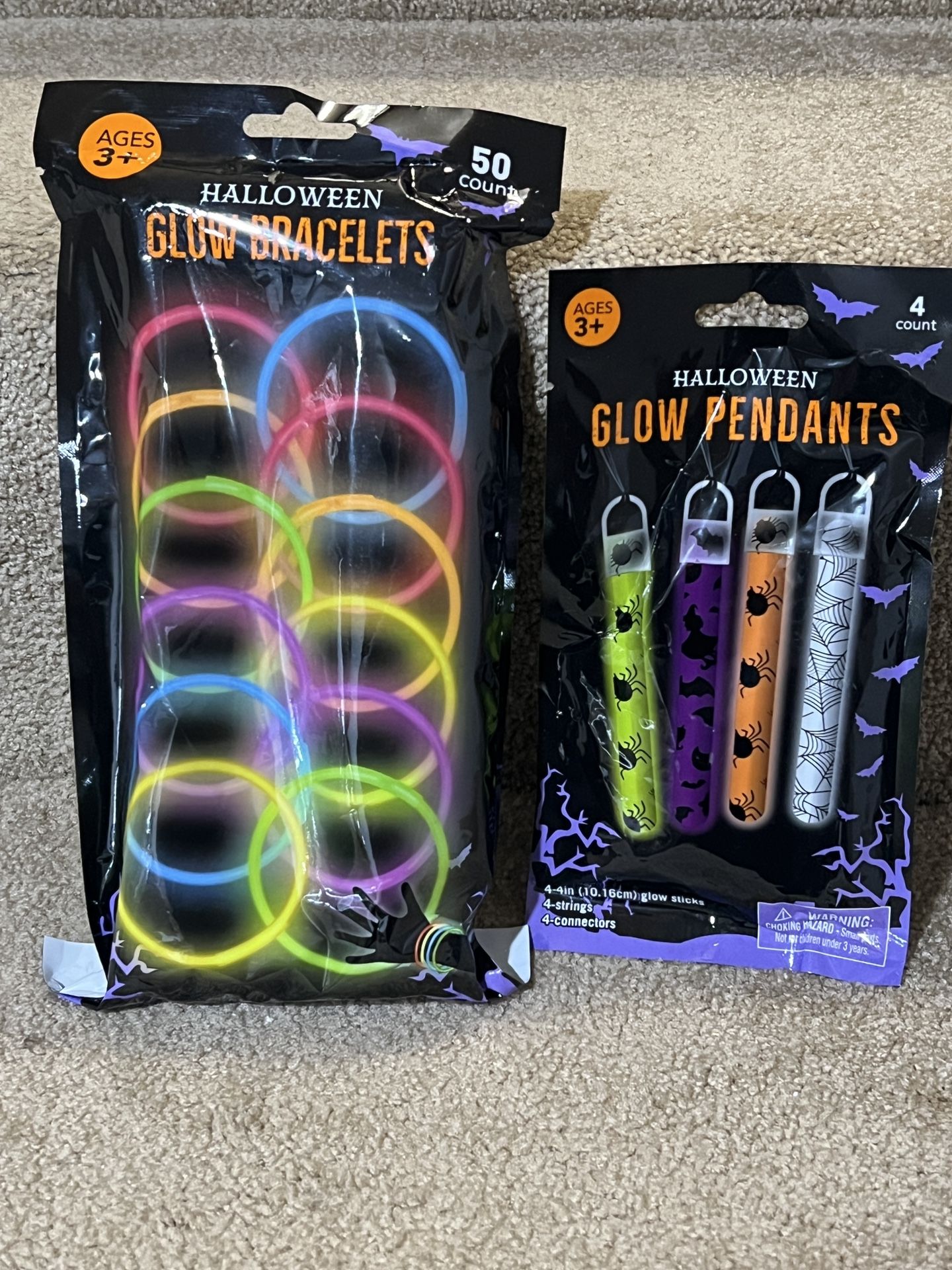 54 Pcs LED Bracelets & Pendants Light Up  Glow in Dark Halloween Party Supplies