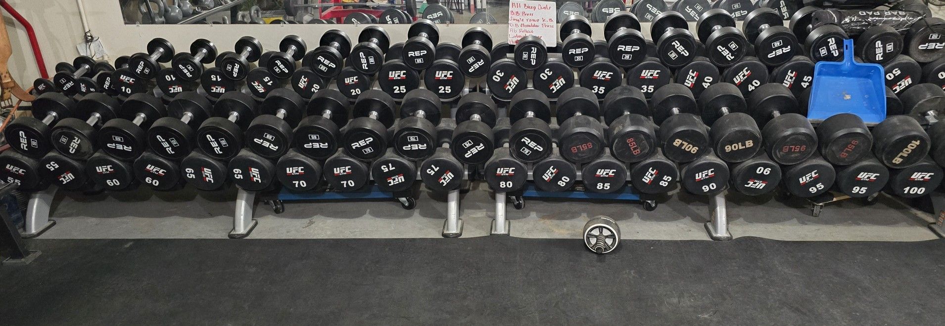 5-75 & 85-100 Lbs Urethane Round Dumbbells And Racks