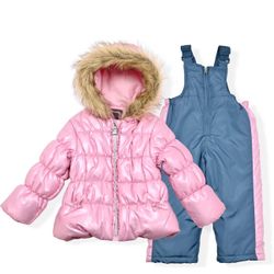 Arctic Quest Little Girls Bib Snow Pants and Ski Jacket Water-Resistant Snowsuit For Kids Winter Jacket For Girls
