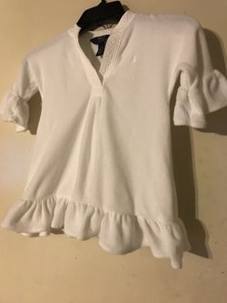 Ralph Lauren Polo Baby Girls Long Sleeve Dress, White, Size 3/3T