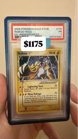 Pokemon Unseen Forces Raikou Gold Star PSA 1 (FS/FT)