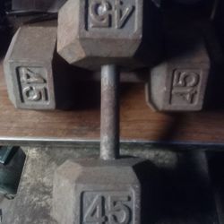 Hex 45 Pound Dumbbells