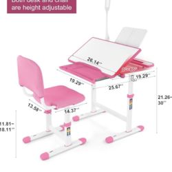 Children’s Desk with LED light, chair included - Pink Or Blue Colors
