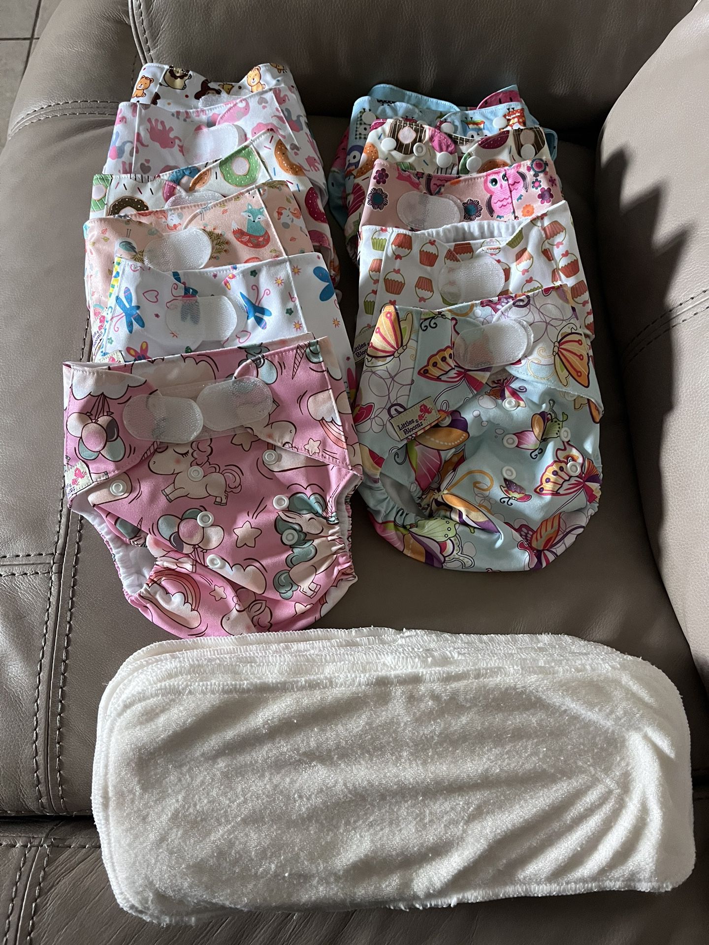 12 Cloth Reusable Diapers And 13 Bamboo Inserts 