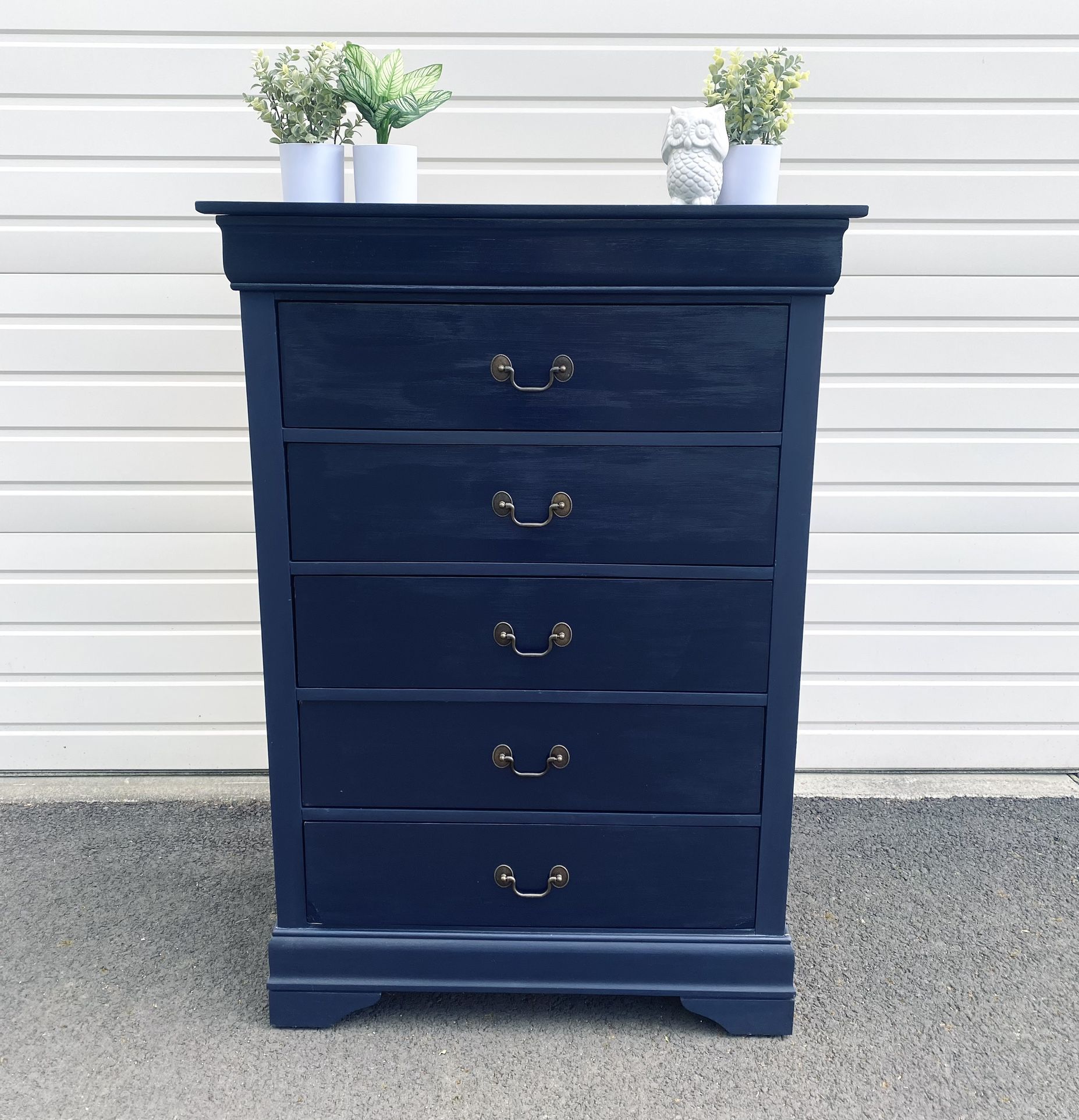 Refinished Tall Navy Dresser 