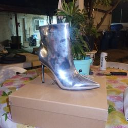 Silver High Heel Boot 