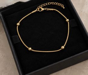 Stainless Steel Gold-Tone Anklet