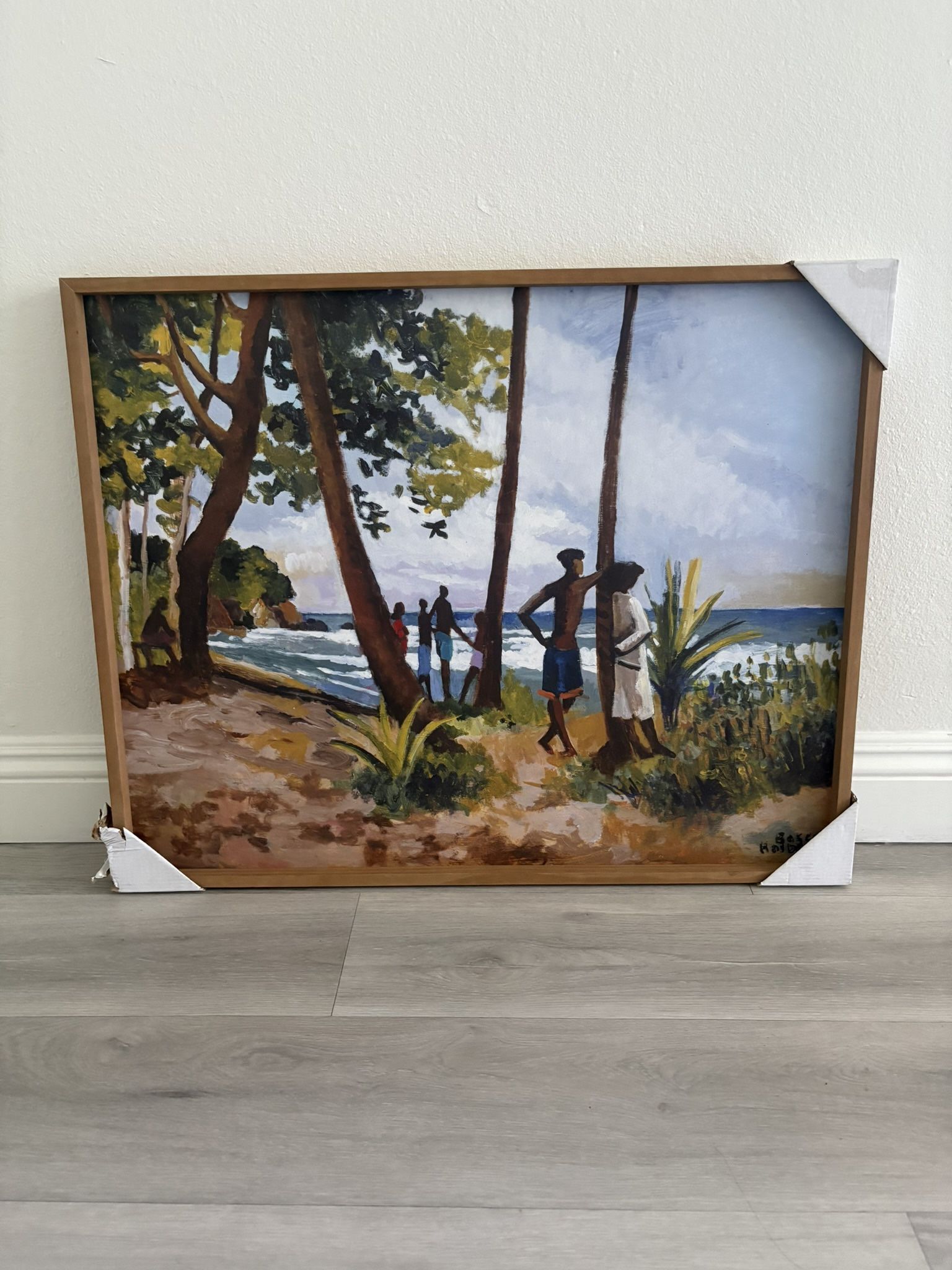 Threshold 30"x 24" Village Waterfront by Boscoe Holder Framed Canvas board