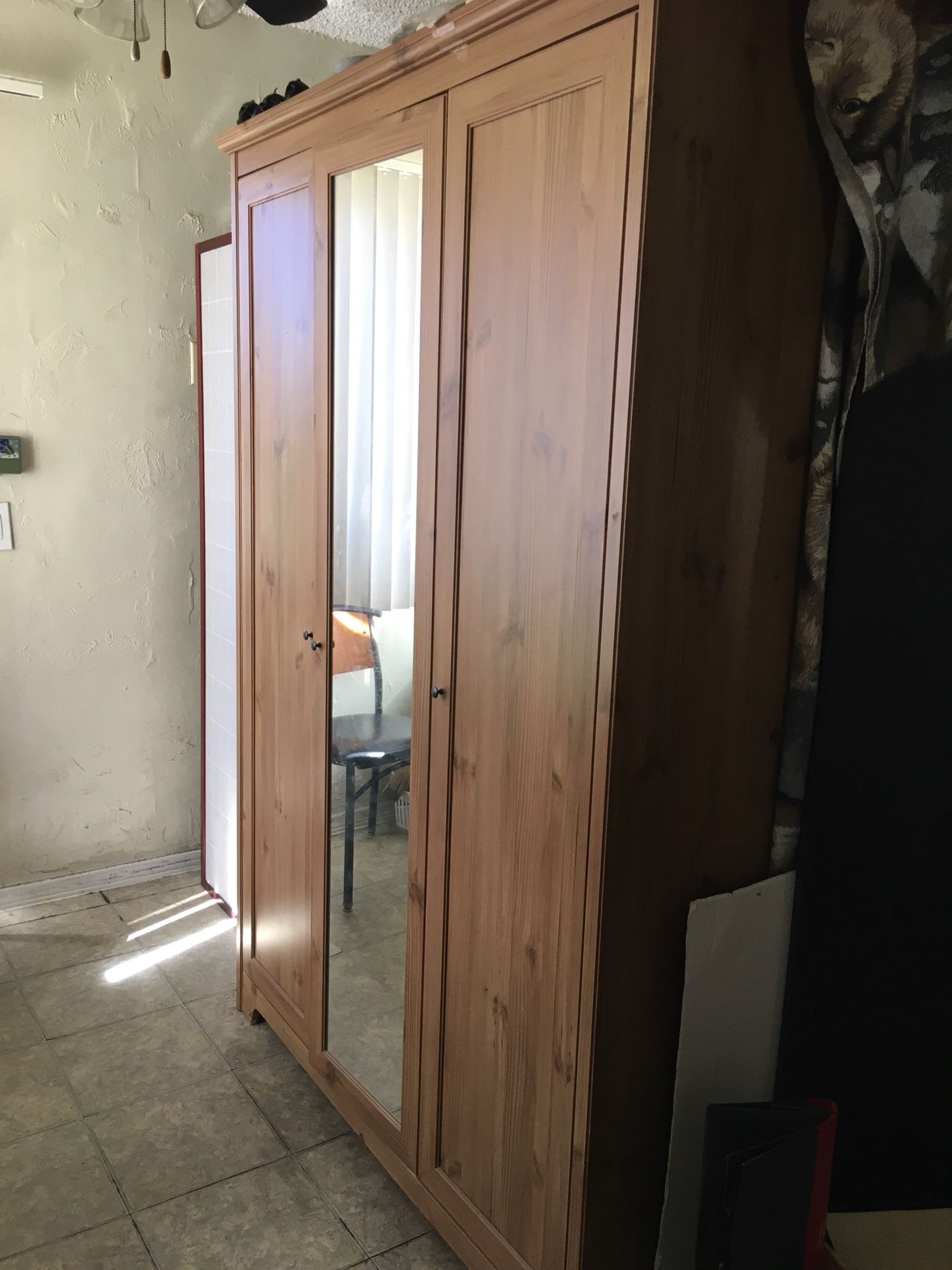 Wooden closet and shelves