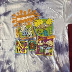 Nickelodeon Tie Dye T-Shirt, Rocko, Arnold, Chuckie & Tommy,  (size Os Small)