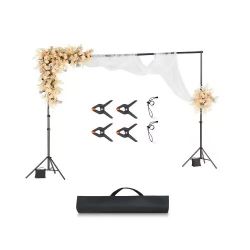 Backdrop Stand, 10 x 10 ft Adjustable Photo Backdrop Stand Kit, Portable Background Backdrop Stand with 4 Crossbars, Heavy Duty Projector Screen Stand