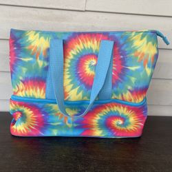 NO BOUNDARIES TIE DYE BEACH BAG TOTE BAG BOTTOM COOLER PICNIC