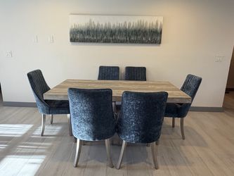 Dining Table Set with 12 Upholstered Chairs