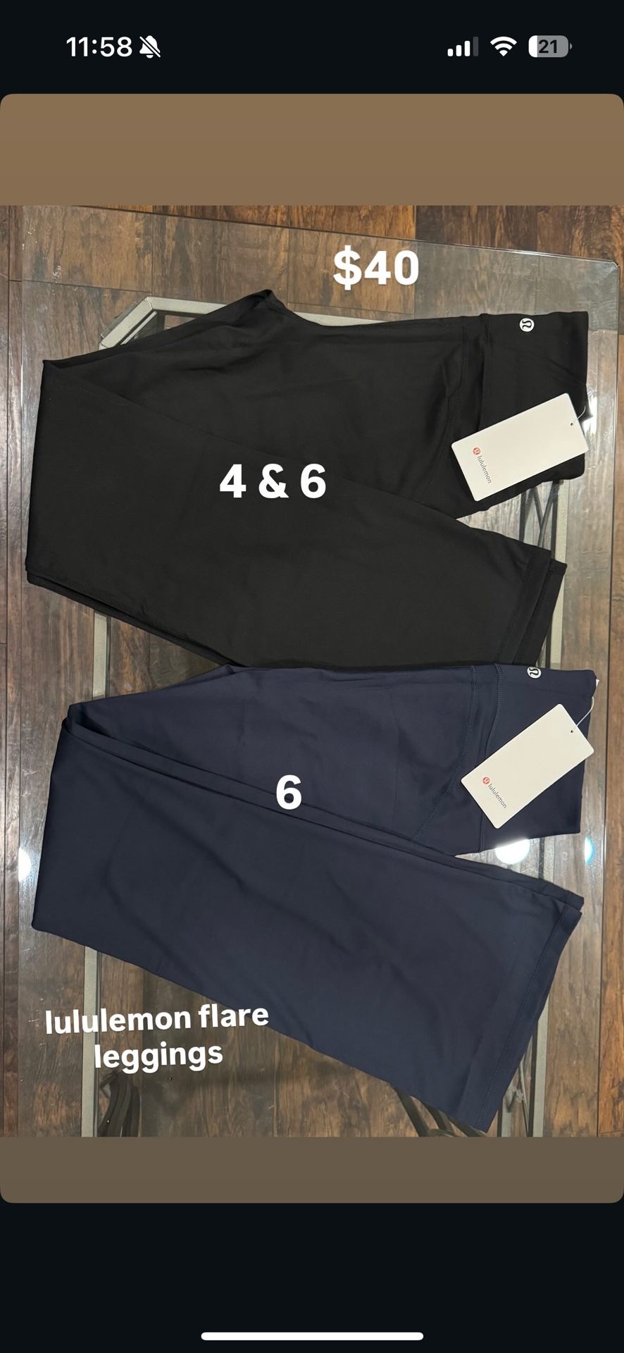 lulu flare leggings size 4 and 6