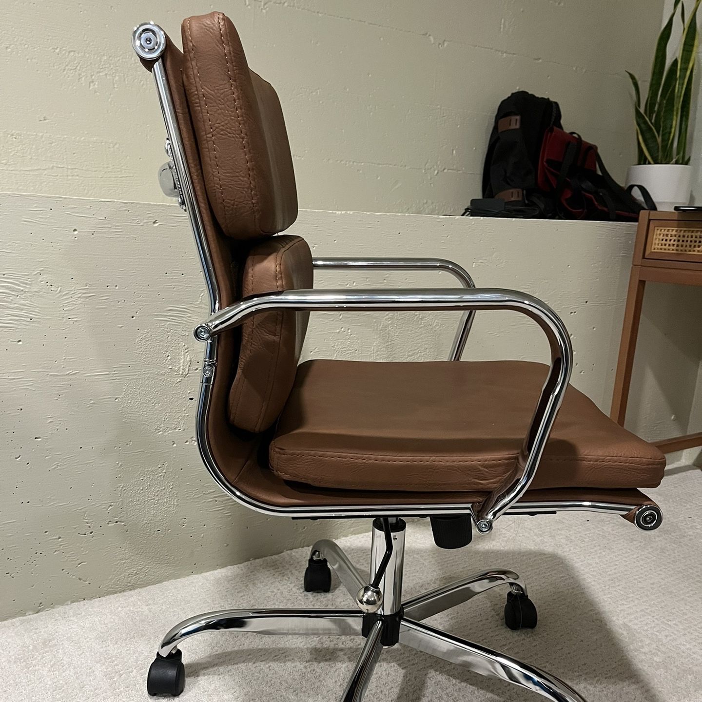 Brown Leather Modern Desk Chair 