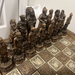 Vintage Chess Set, Cowboy V Indian 