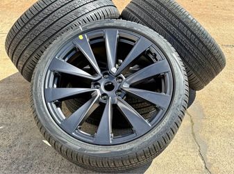 FREE DELIVERY SET 2025 Tesla Model X Plaid Wheels 265/35/22 and 285/35/22 Pirelli A/S SENSORS