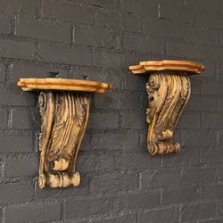 Pair of Classical Italian Painted & Carved Wood Wall Brackets, c.1940’s
- Delivery Available