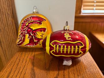 Vintage Officially Licensed USC Trojans Decorative Glass Holiday Ornaments