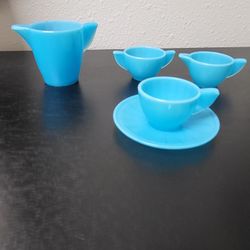 Vintage 1930 Akro Agate Childs Tea Set 