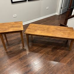 Solid Wood Coffee And Side Table Set