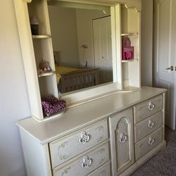 Vintage Girls Dresser And Mirror