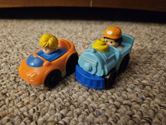 Mattel Little People Orange Car And Blue Train