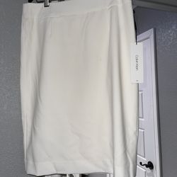 NEW  Calvin Klein White Pencil Skirt 