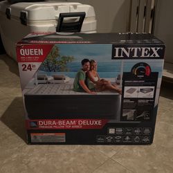 Intex 24” Queen Premium Pillow Top Airbed w/ Internal Pump
