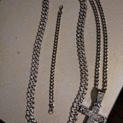 2 Chains Bracelet With Cross Pendant 