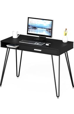 Office Computer Hairpin Leg Desk with Drawer | Black