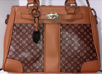 The Danbury Mint Jose Hess Double Handled Shoulder Handbag, Brown/Tan, Crossbody