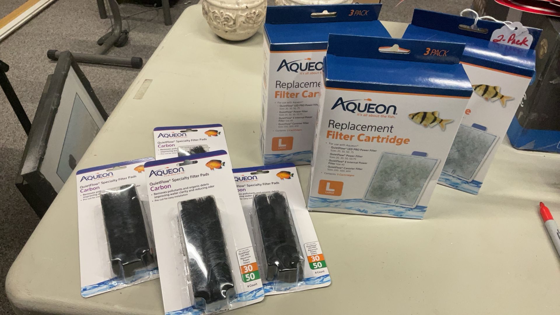 AQUEON FILTER CARTRIDGE LARGE (8) & CARBON FILTER PADS (19) $15 For All