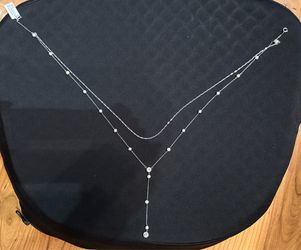 Silver Pearl and Cubic Zirconia Lariat back jewelry