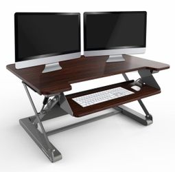InMovement Elevate DT2 Sit-to-Stand Standing Desk Converter – Dark Wood
