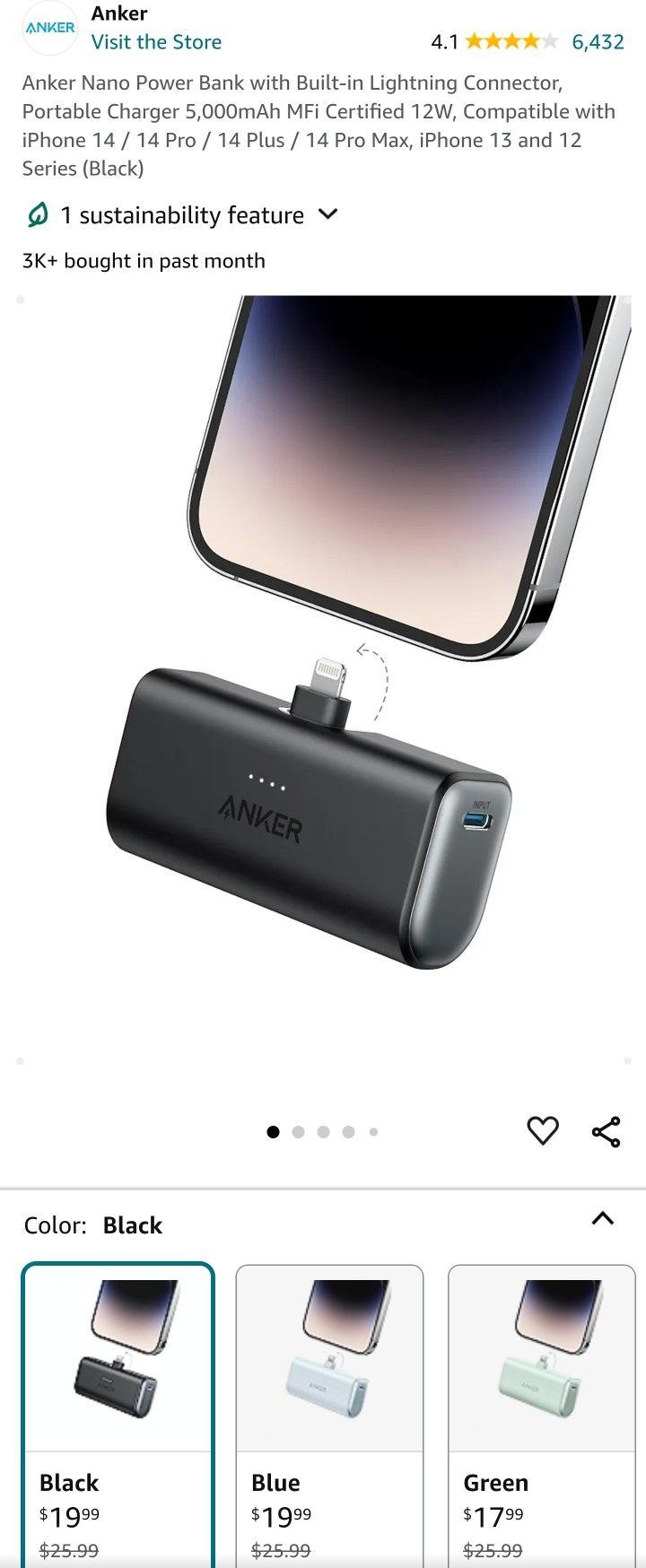 Anker Nano Power Bank with Built-in Lightning Connector