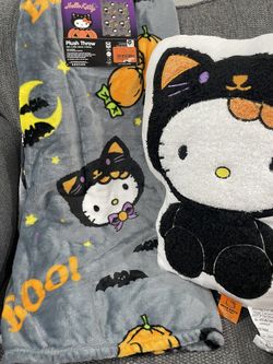 Hello Kitty Cat Halloween Blanket And Pillow