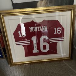 Joe Montana Framed And Signed Jersey