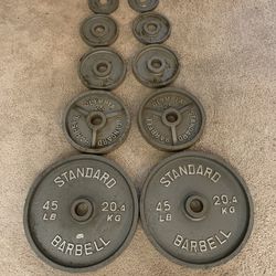 Olympic Weight Plates - Total 175 Pounds 