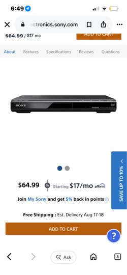 a Sony DVP-SR510H 1080p Upscaling DVD Player