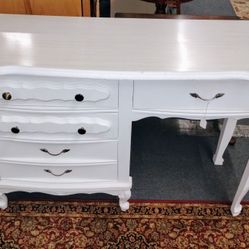 Vintage Wood Desk with Faux Marble Top