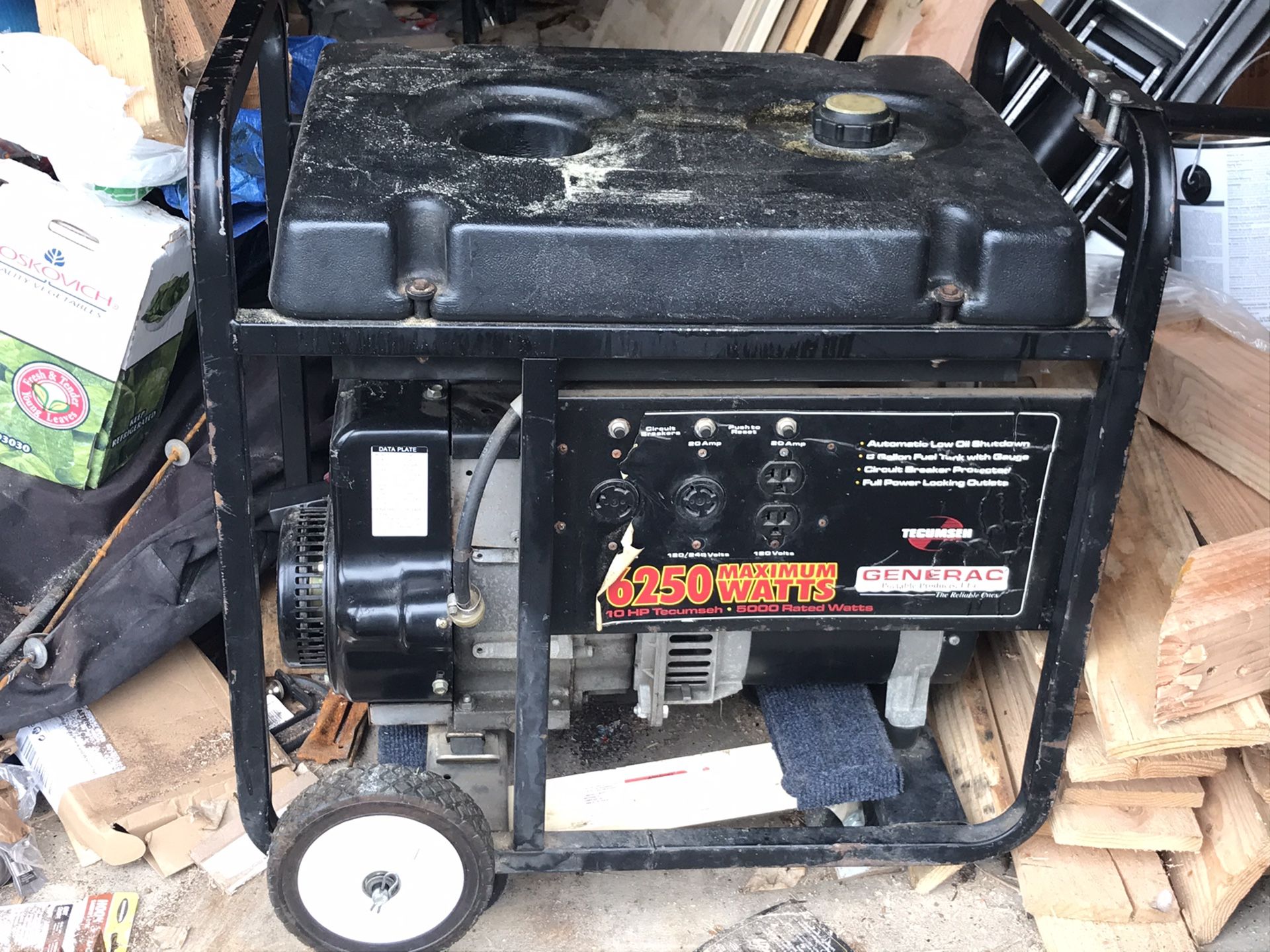 6250 peak watt generator