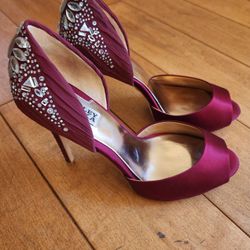 Badgley Mischka Women's Shadow Garnet Red Satin D'Orsay 8 M