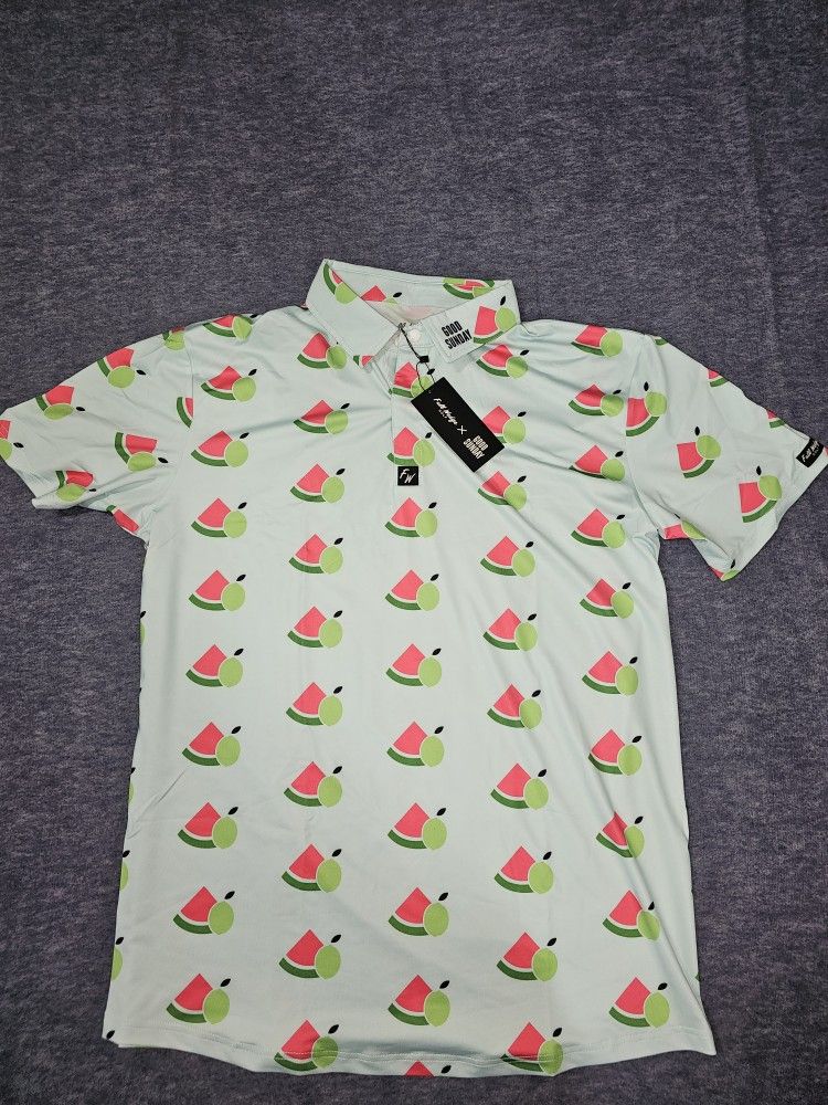 Full Wedge Golf x Good Sunday Watermelon print Lightweight Polo shirt Size XL