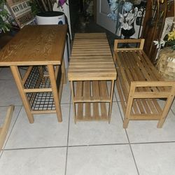 3  WOODEN SHELVES/ BENCHES  $10 TO $25