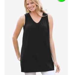 New Perfect Sleeveless Shirred V-Neck Tunic Size 4x