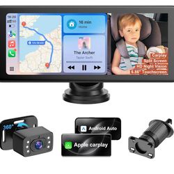  YJ1 Carplay Screen with Baby Car Camera - 6.86" HD Car Baby Monitor Touchscreen with Apple CarPlay