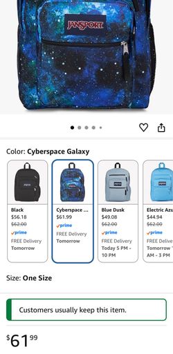 New no tags JanSport Laptop Backpack - Computer Bag with 2 Compartments, Ergonomic Shoulder Straps, 15” Laptop Sleeve, Haul Handle - Cyberspace Galaxy